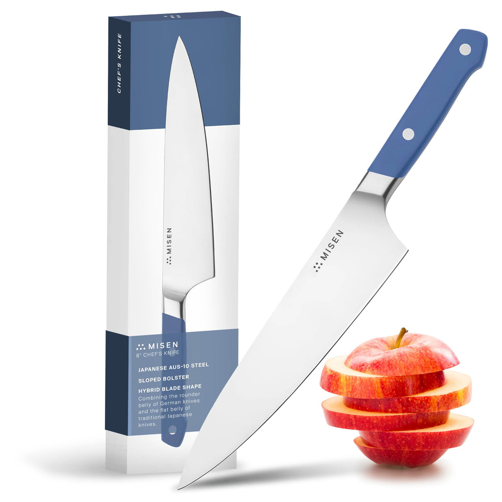 Misen 8 Inch Chef Knife, AUS-10 Japanese Stainless Steel - Blue