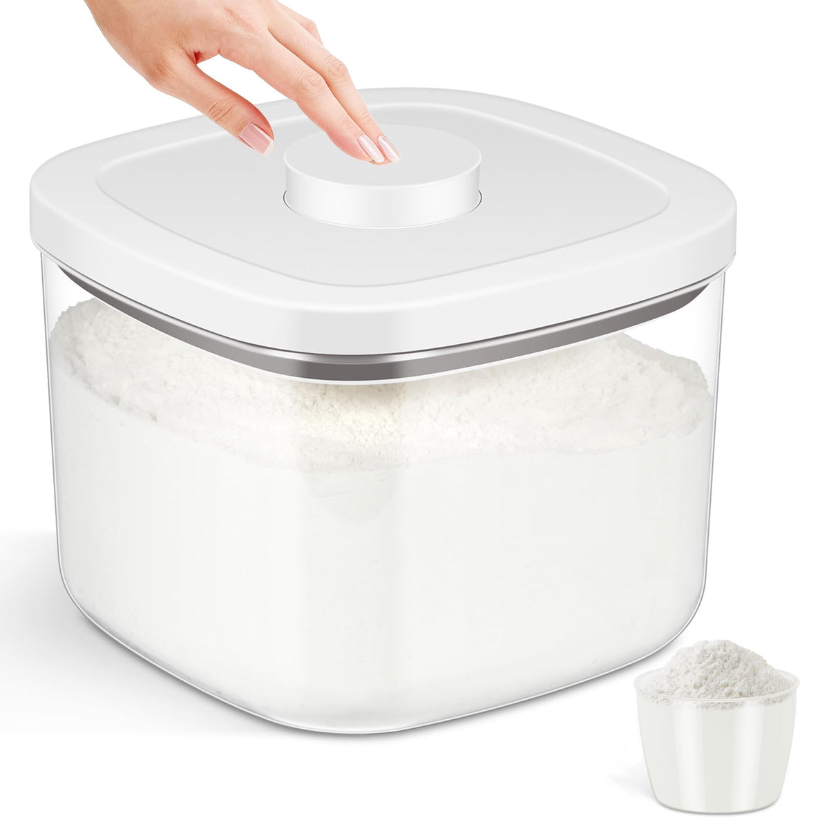 TBMAXS Airtight Rice Container 20 Lbs, Clear PET Plastic Food Storage Container Bin For Flour Sugar, Dry Food Holder with Easy Locking Lid for Kitchen Pantry Organization and Storage