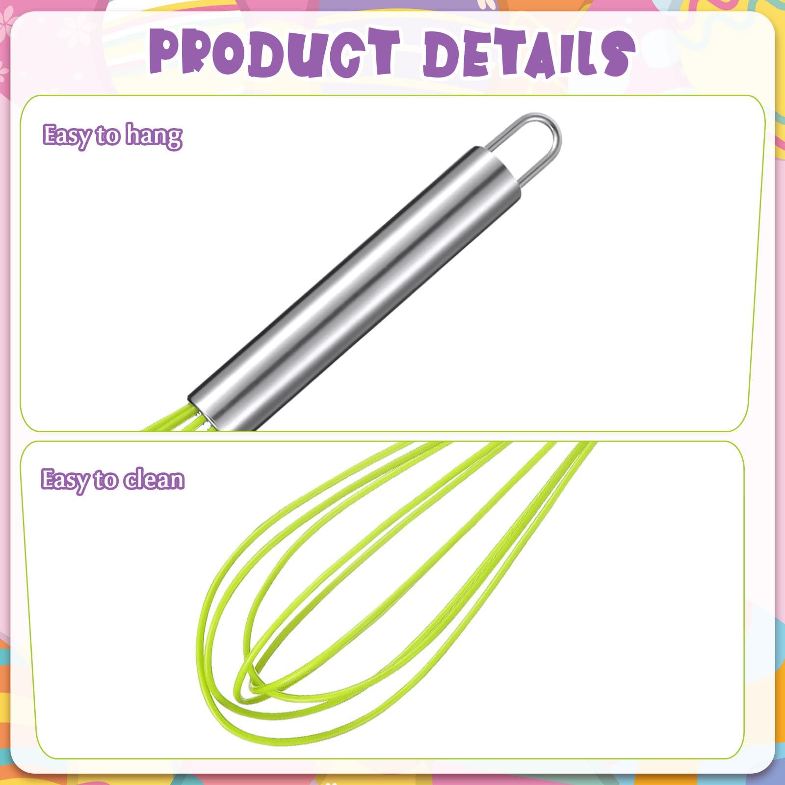 Domensi 24 Pcs 12 Inch Whisks Bulk for Cooking Silicone Whisks Non Scratch Stainless Steel Egg Beater Colorful Coated Metal Heat Resistant Egg Beaters for Valentines Day Party Favor Gift Supplies