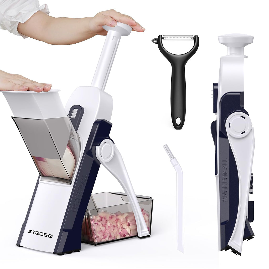 ZTQCSQ [All in 1] Safe Mandoline Veggie Slicer + Spiralizer for Kitchen