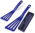 HOTEC 2-Pack Silicone Slotted Fish Turner Spatula Set, Classic Blue