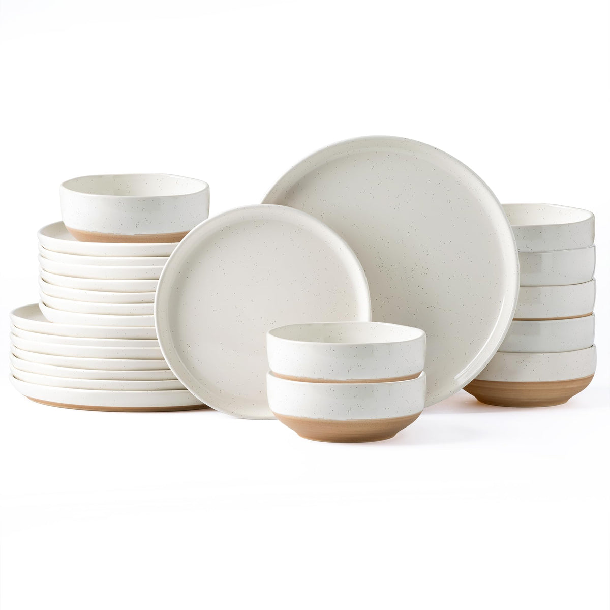 AmorArc Dinnerware Sets for 8, 24 Pieces Ceramic Plates and Bowls Set