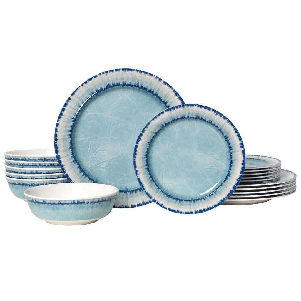 AELS Melamine Dinnerware Set of 18 Pcs Dinner Dishes Set for Indoor and Outdoor Use, Dishwasher Safe, Lightweight Unbreakable, BPA Free (Navy, Service for 6 (18pcs))