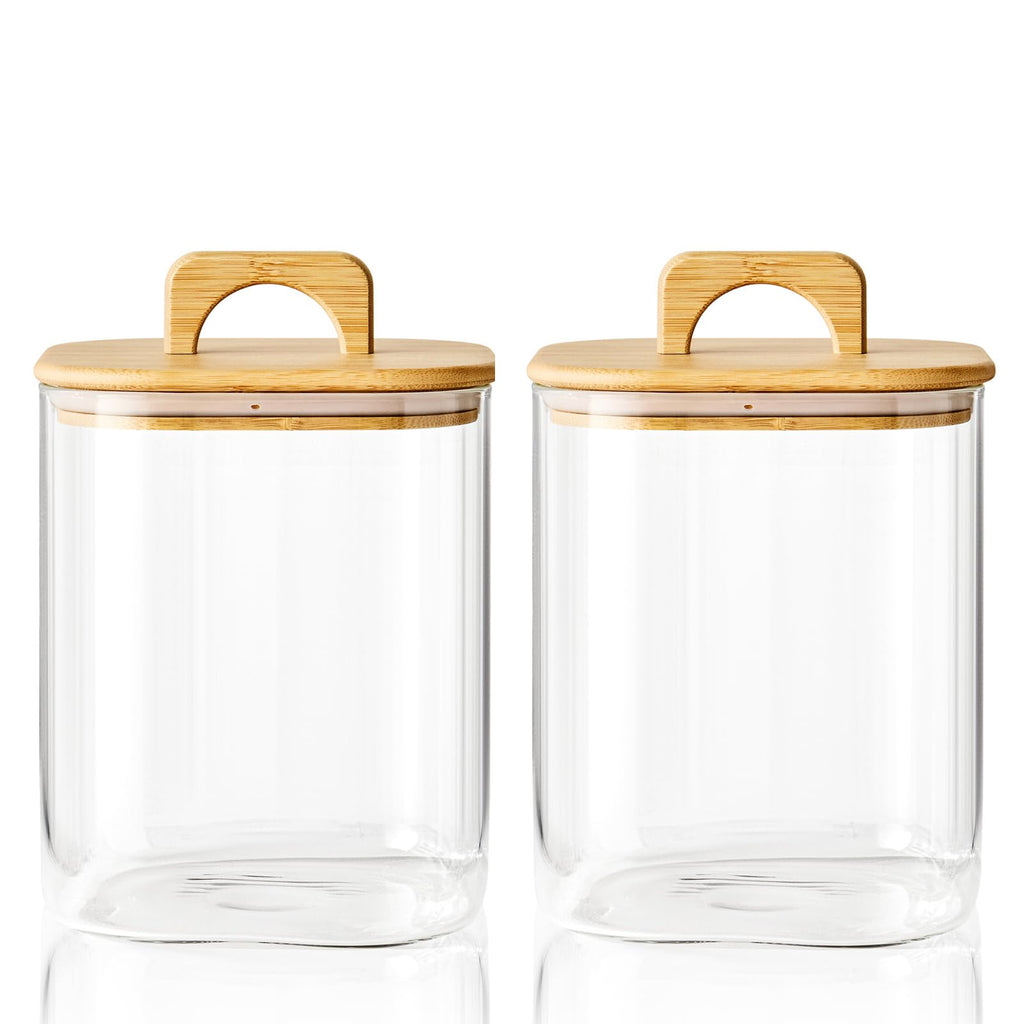 Sweejar 3 qt Glass Jars for Laundry Room Organization, 96 oz Laundry Pods Container, Glass Food Storage Jars with Airtight Lid, 2 Pack, Hand Lid