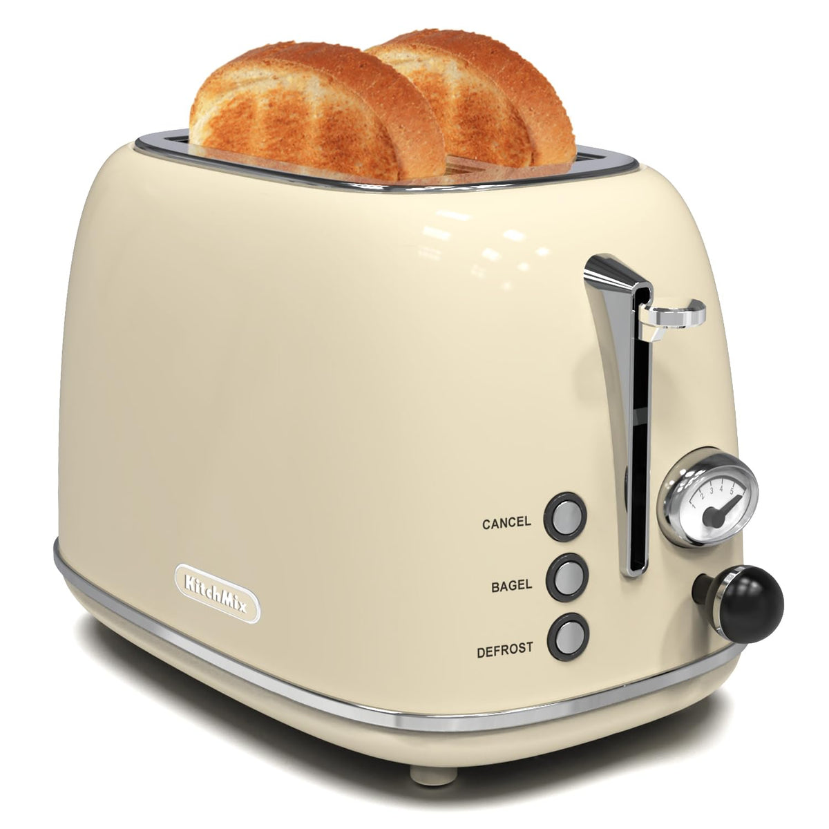 Toaster 2 slice,Retro Stainless Steel Toaster with 6 Settings, 1.5 In Extra Wide Slots, Bagel/Defrost/Cancel Function, Removable Crumb Tray (Red)
