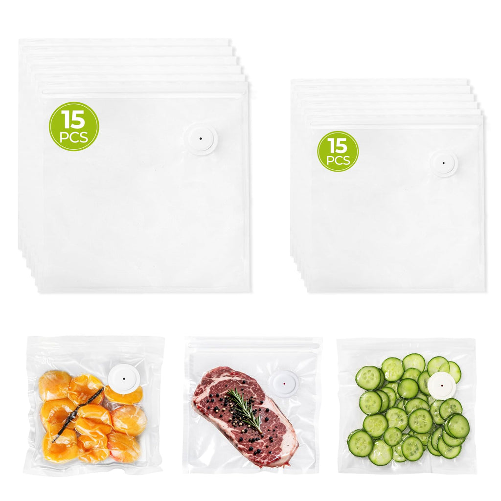 ZLTMYI Reusable Vacuum Sealer Bags for Food, 30 BPA-Free Food Storage Bags