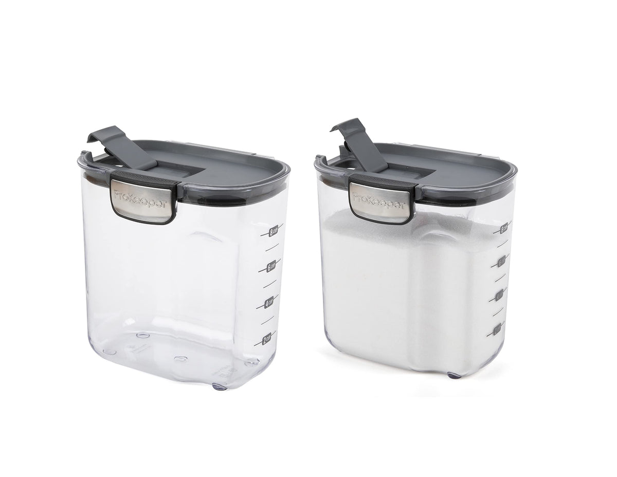 Progressive International ProKeeper+ Clear Plastic Airtight Food Baker's Kitchen Storage Organization Container Canister Set with Magnetic Accessories, 2- Piece Set (Specialty Sugar 1.5-Quart)