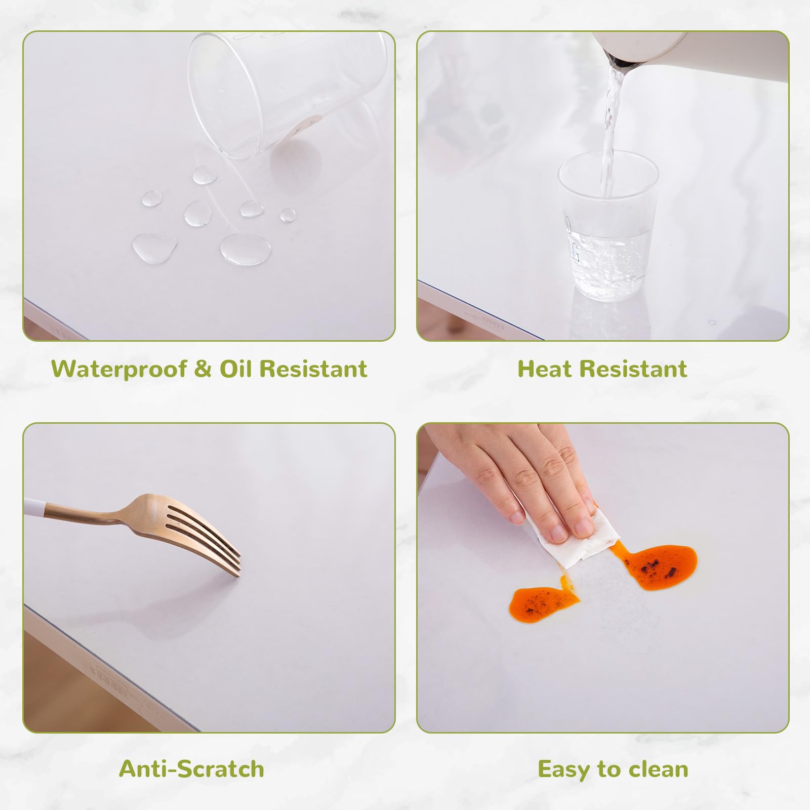 Eisdroma 20 x 40 Inch Clear Table Cover Protector, Clear Table Protector for Dining Room Table, 1.5mm Plastic Table Cover, Waterproof Table Pad for Kitchen, Office