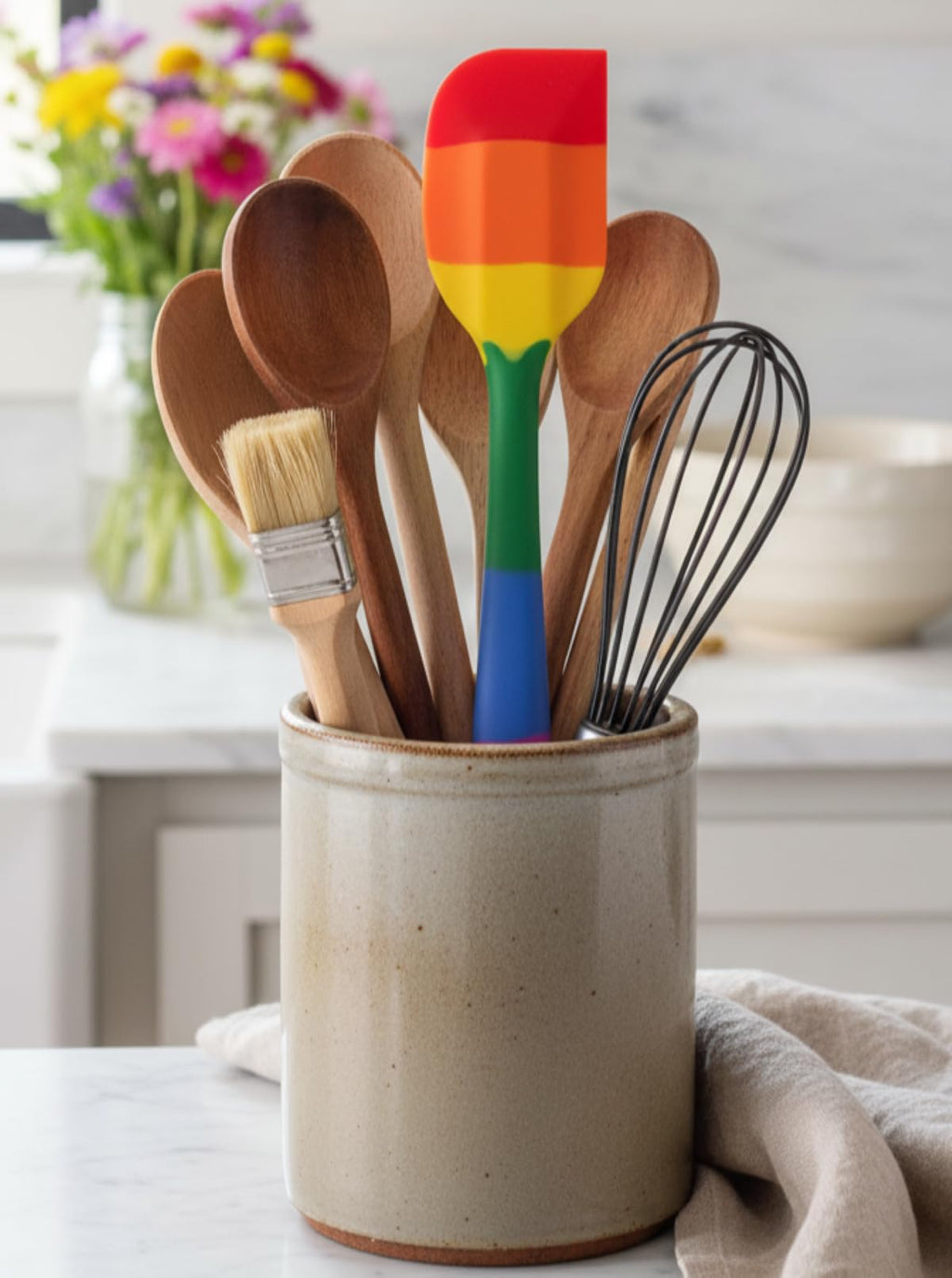 Cooking With Pride Non-Stick Scraper Spatula, Heat-Safe Silicone With Iron Core, 10.75-Inch
