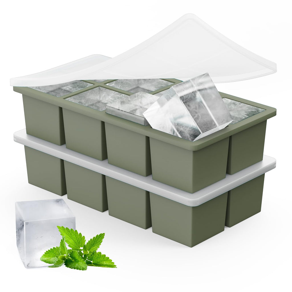 Large Ice Cube Trays for Whiskey: GGOW Big Silicone Ice Cube Trays 2Inch - Huge Square Ice Cubed Tray for Whisky and Cocktail