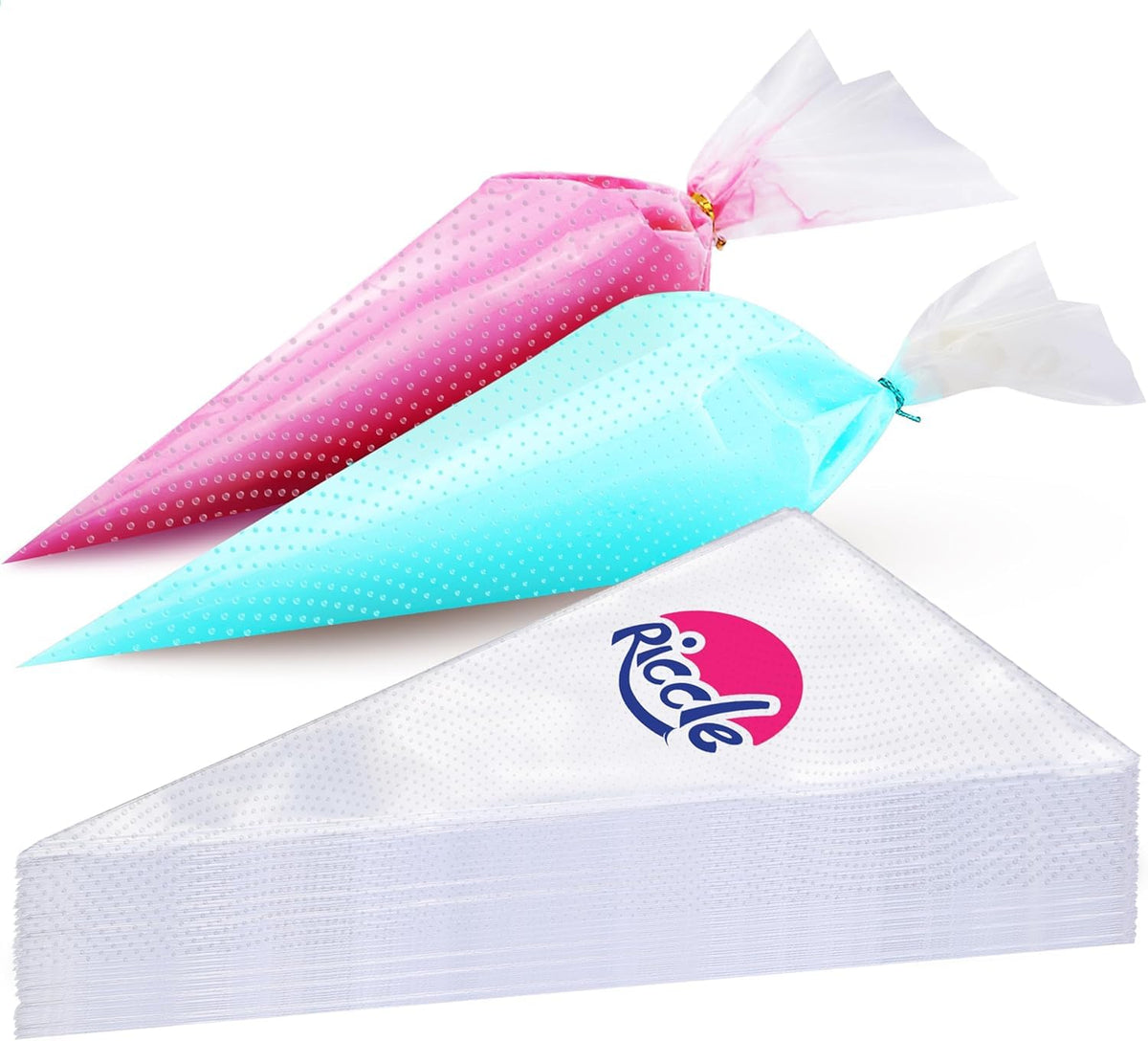 Riccle Extra Large 24 Inch Piping Bags - 100 Textured Anti Burst Thickened Disposable Pastry Bags - Icing Piping Bags for Frosting - Ideal for Cakes and Cookies Decoration