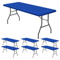 6 Pack Stretch Fabric Table Top Cap Cover, fits 8' Tables, Spandex Table Covers Washable Elastic Rectangle Tablecloth Protector for Indoor Outdoor Party Picnic Wedding, Royal Blue, 30" W x 96" L