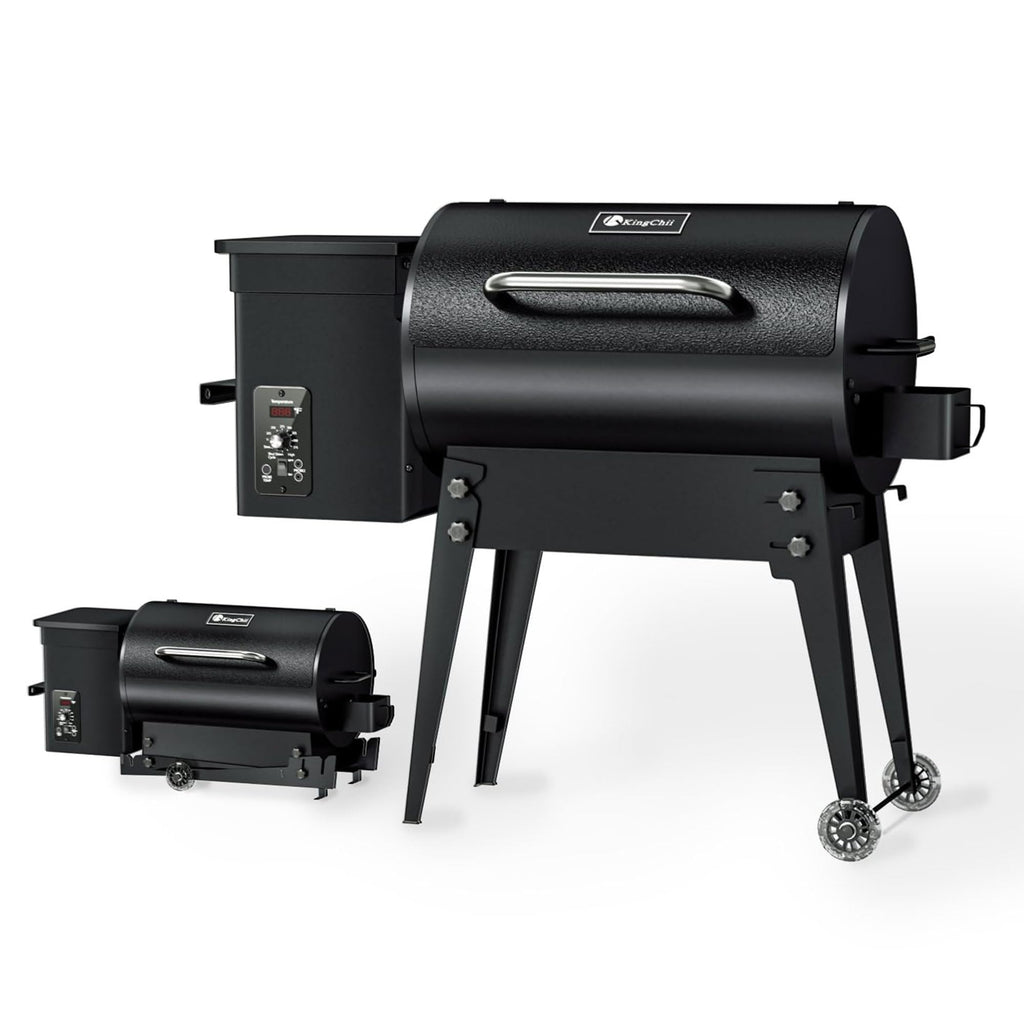 Electric Wood Pellet Grill & Smoker with Foldable Legs, 456 SQ.IN Grill Capacity, 11LB Pellet Hopper, PID Temperature Control 180-425°F, Portable Foldable Design for Backyard Camping Bake and Roast