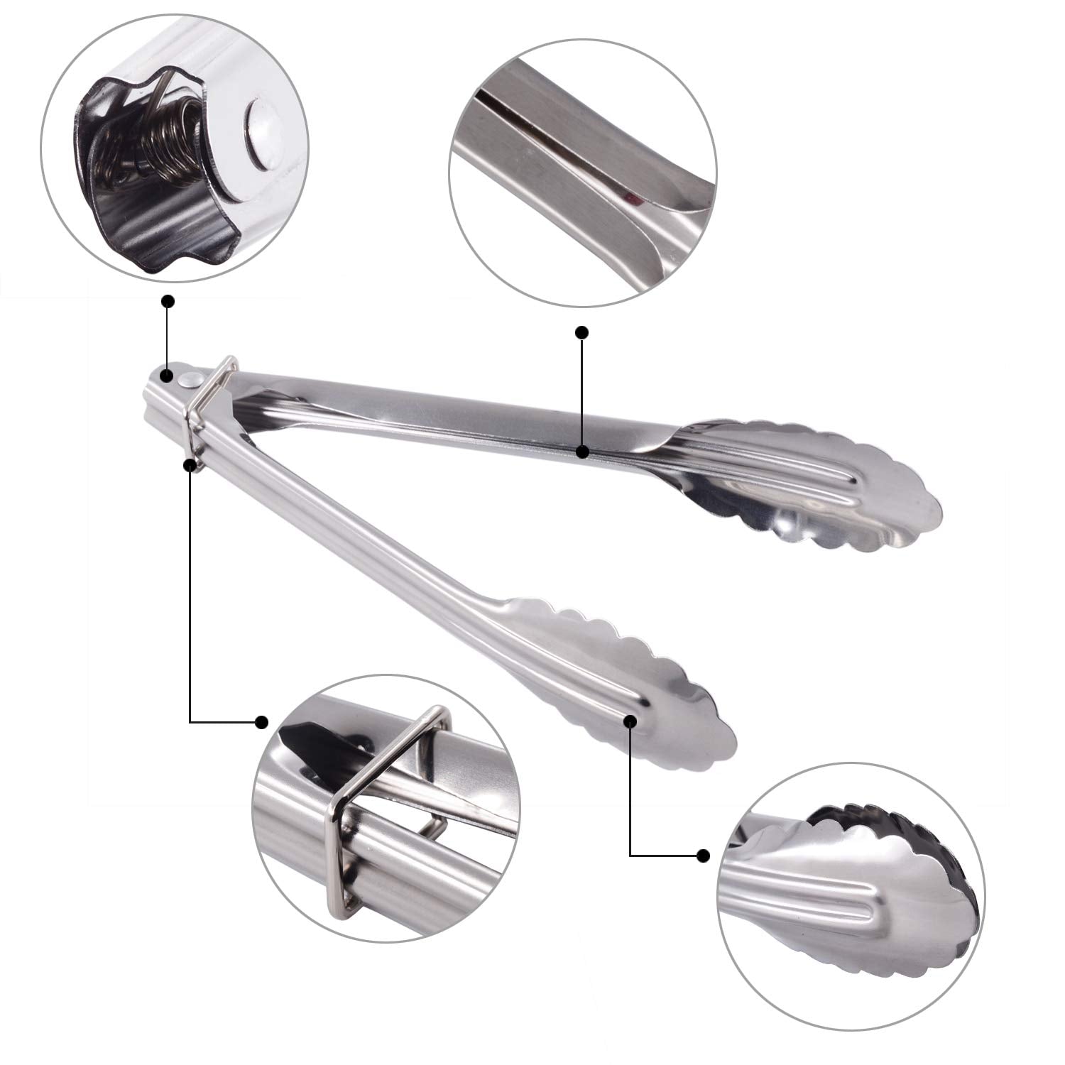 HINMAY Mini Stainless Steel Serving Tongs Small Tongs Set (7-Inch 3 Pieces)