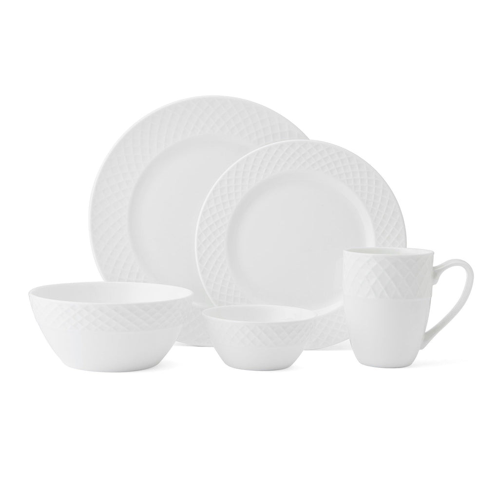 Mikasa Trellis Bone China Lightweight Chip Resistant 40 Piece Dinnerware Set, Service for 8