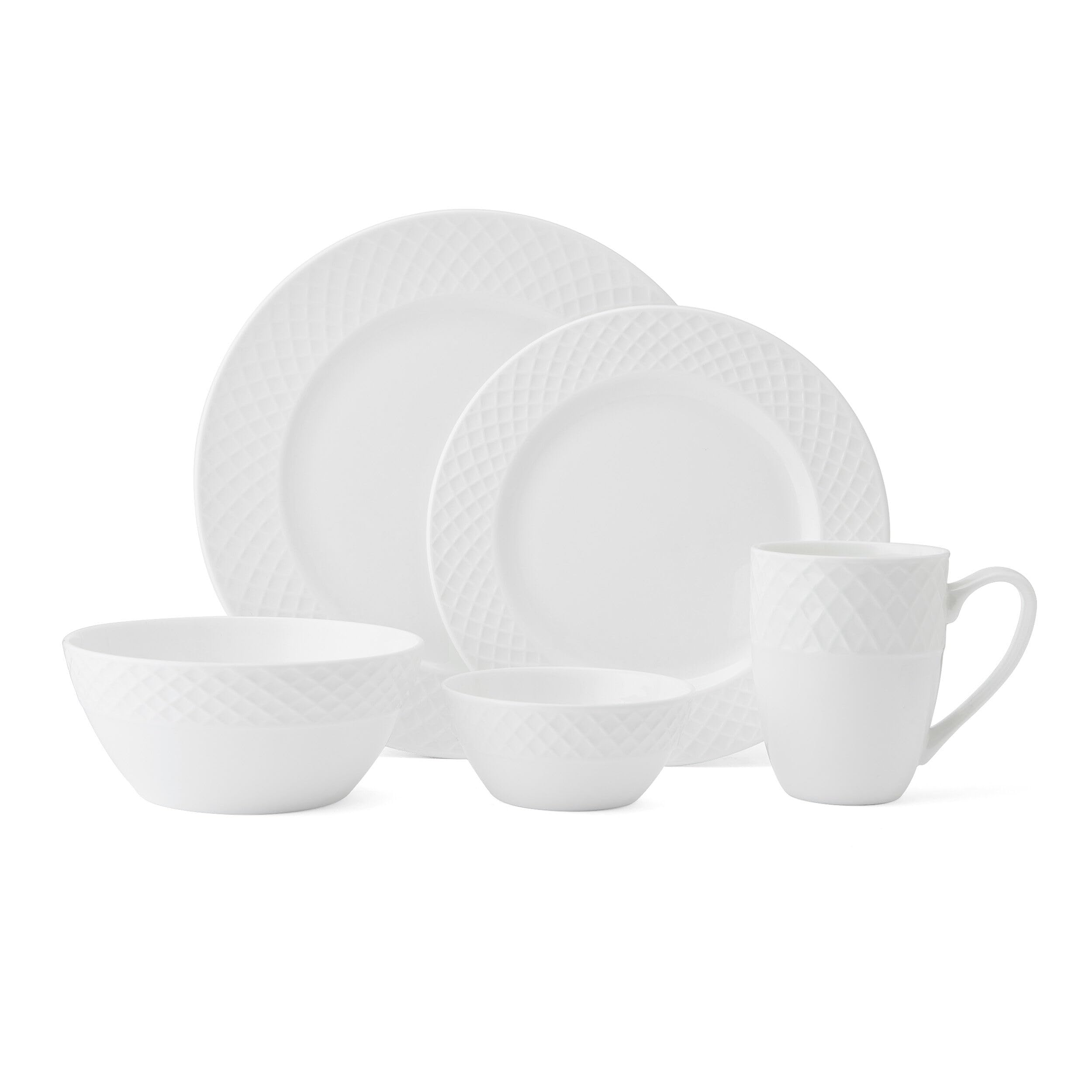 Mikasa Trellis Bone China Lightweight Chip Resistant 40 Piece Dinnerware Set, Service for 8