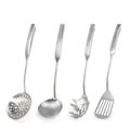 Newness 4 Pcs Cooking Utensils Set, 304 Stainless Steel Kitchen Utensils Set, Metal Kitchen Accessories, Include Soup Ladle, Slotted Skimmer Spoon, Spaghetti Spoon and Spatula, Dishwasher Safe