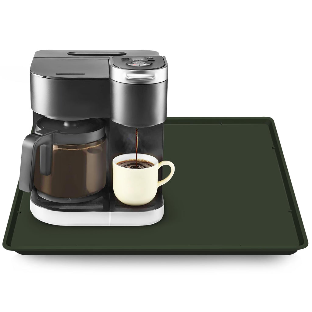 Silicone Coffee Maker Mat with Lip for Countertops 17.4''x10.6''Translucent