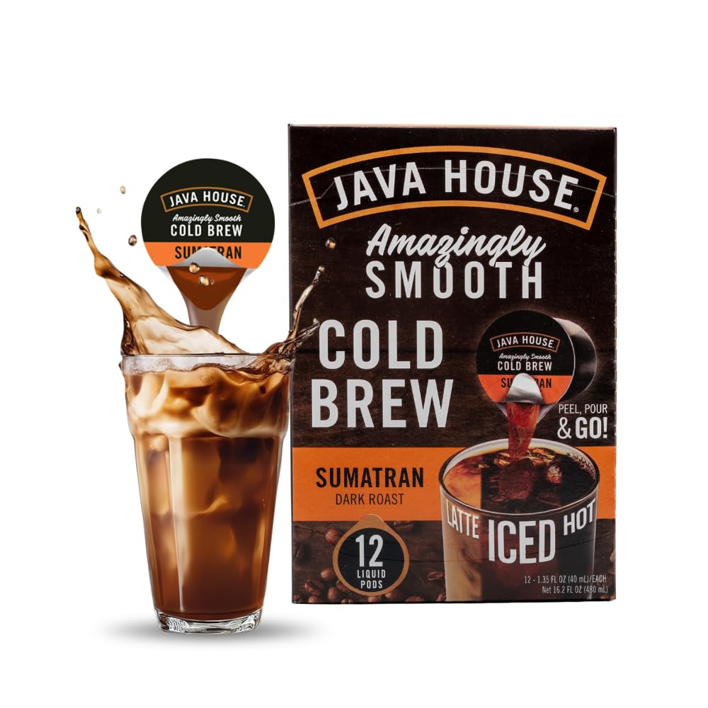 Java House Cold Brew Coffee, Colombian Medium Roast Coffee Concentrate Liquid Pods - 1.35 Fluid Oz (Pack of 60) Enjoy Hot or Iced