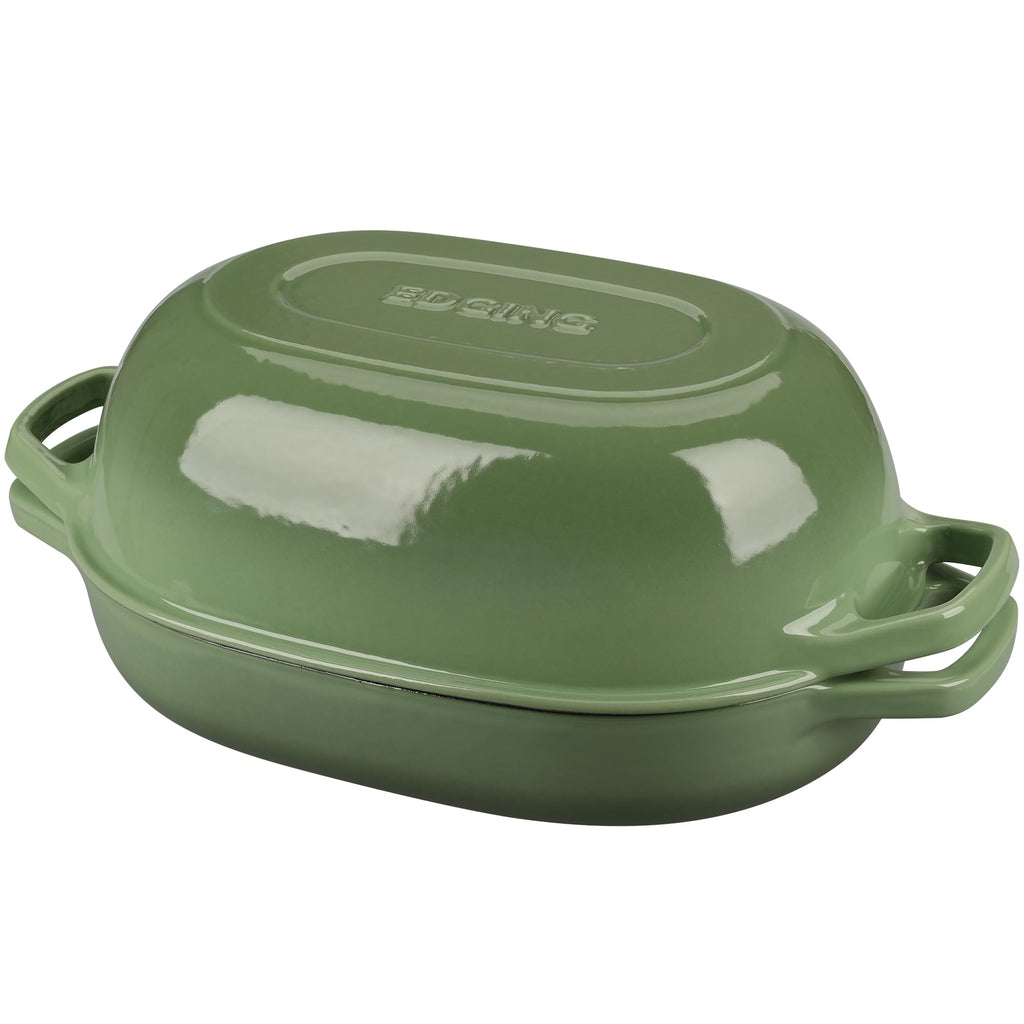 EDGING CASTING Enameled Cast Iron Oval Dutch Oven Pot with Lid, Dutch Oven for Sourdough Bread Baking, Bread Oven, Bread Dutch Oven, Oval Bread Pan, 5qt, Lake Blue