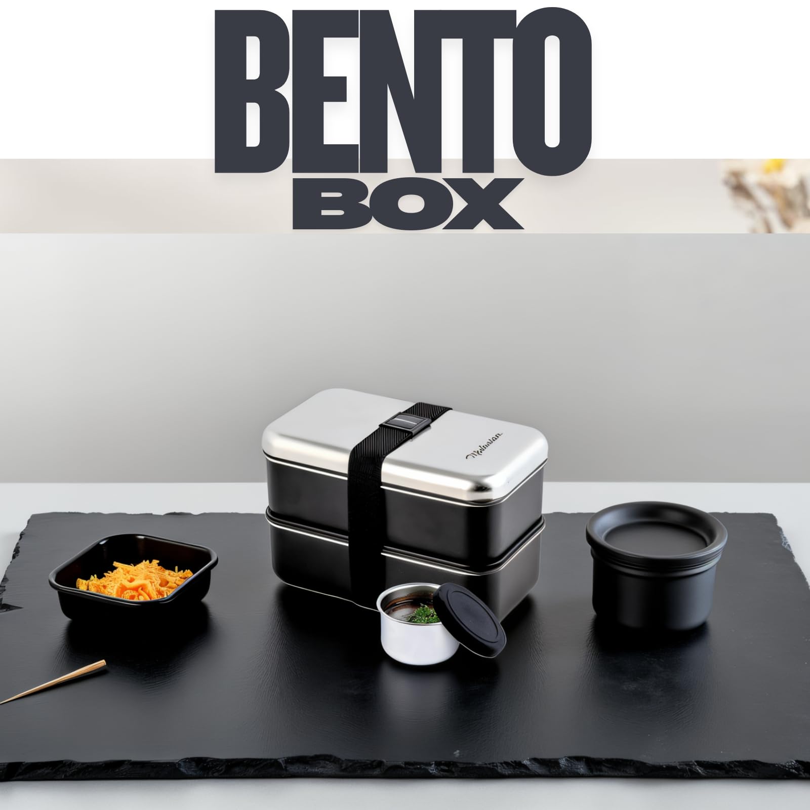 Modaniam Leak Proof Stainless Steel Bento Box, Stainless Steel Lunch Box For Adults, Metal Bento Box, Japanese Lunch Container, Large With Compartment, Korean Bentobox, Non Toxic, Microwave Safe