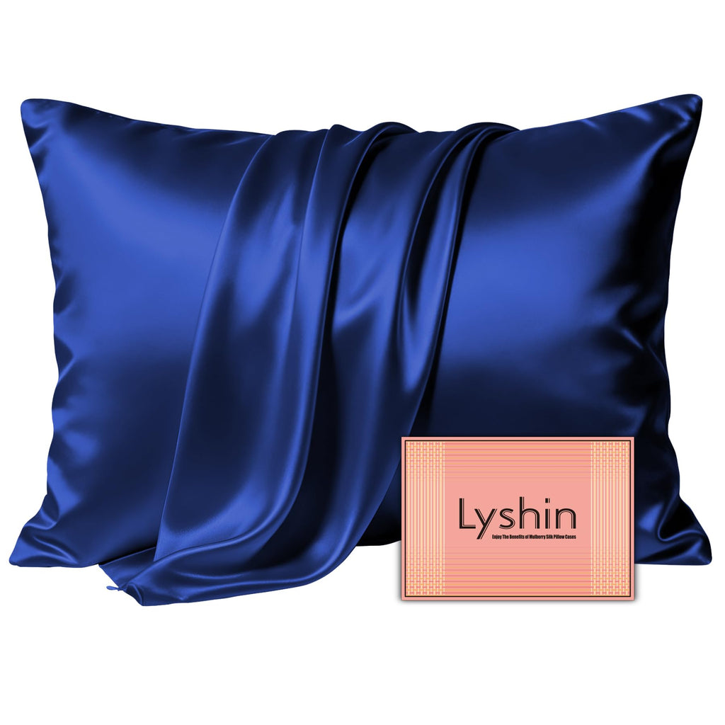 LYSHIN Black Silk Pillowcase Queen Size with Hidden Zipper
