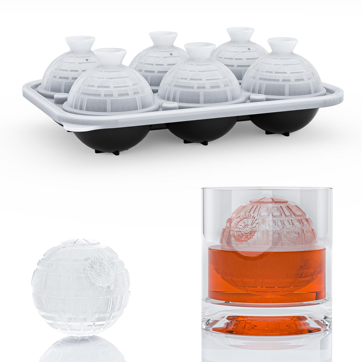 6 Chamber 2.2" 3D Baseball Gifts Ice Cube Tray With Funnel,Large Round Ice Ball Maker Mold Silicone Fun Shapes Bourbon Sphere Ice Molds,For Chilling Whiskey,Cocktails,Bourbon,Brandy and Beverages