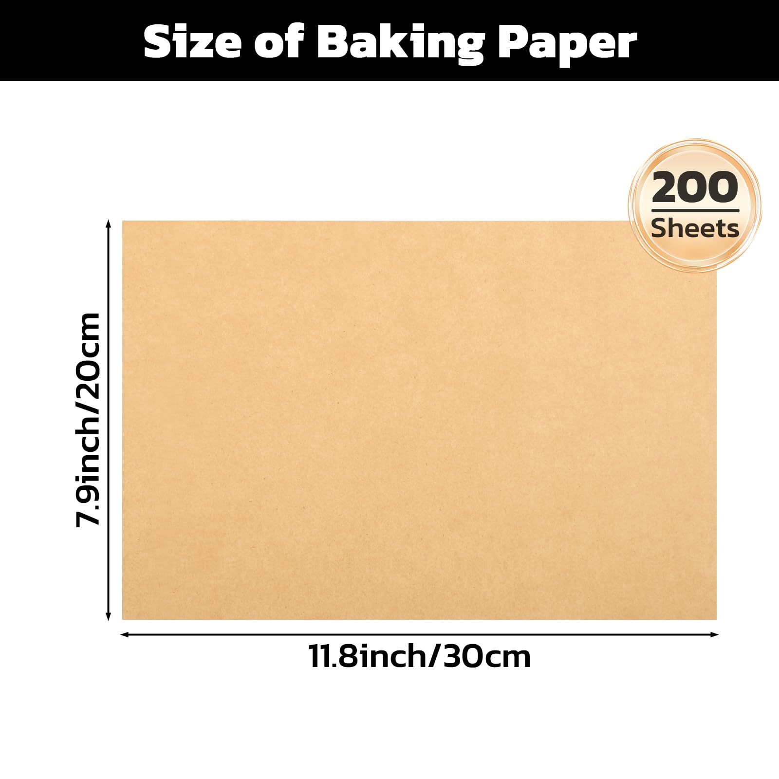 Beasea Parchment Paper Sheets for Baking, 200pcs 8x12 Inch Unbleached Precut Nonstick Heavy Duty Natural Baking Paper Sheets for Air Fryer Cooking, Grilling, Frying and Steaming