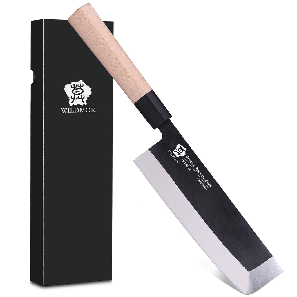 WILDMOK Left Handed 7 Inch Deba Knife German Stainless Steel Sashimi Knife Asian Usuba Salmon Knife for Left Handed