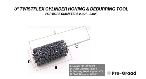 3" 240 Grit Silicon Carbide TwistFlex Cylinder Hone for 2.8"- 3.02" Bores