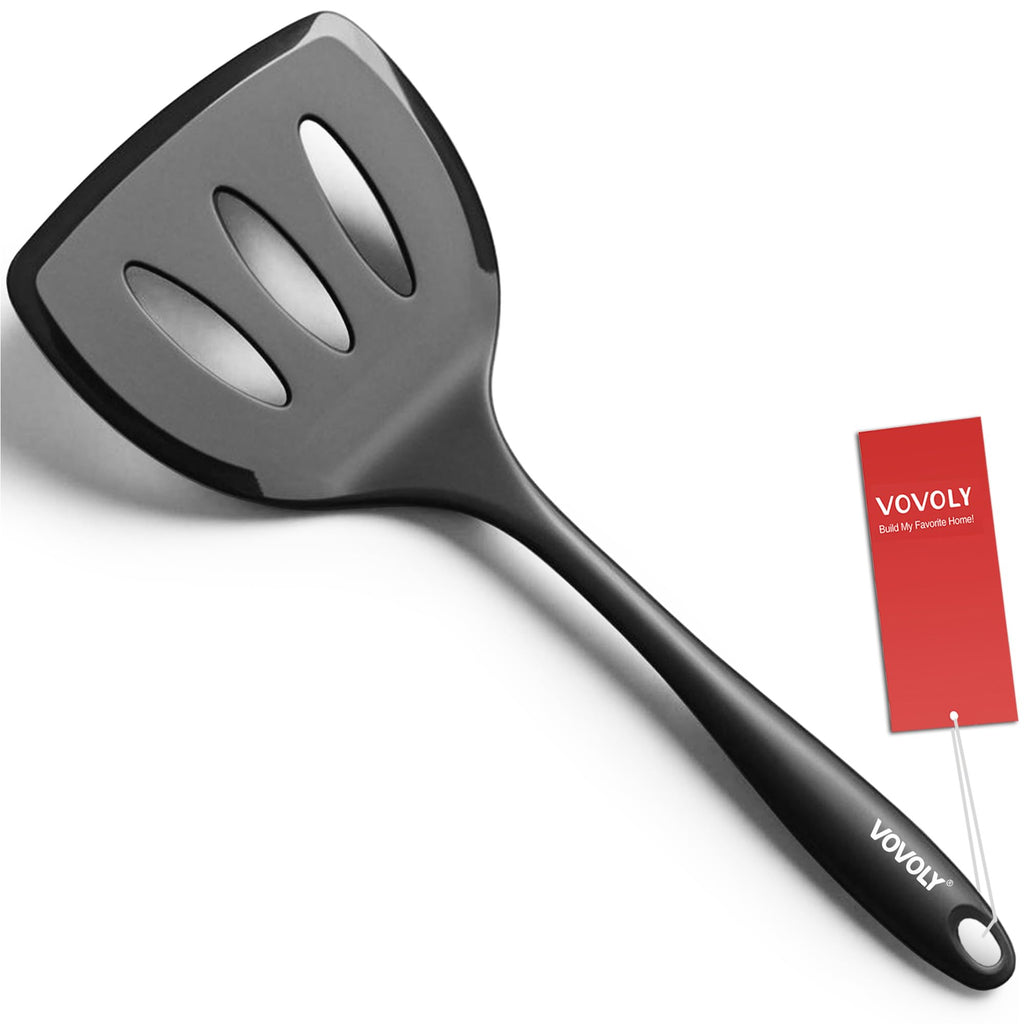 Silicone Pancake Spatula Turner，Lengthened Handle & Seamless, Starry Blue