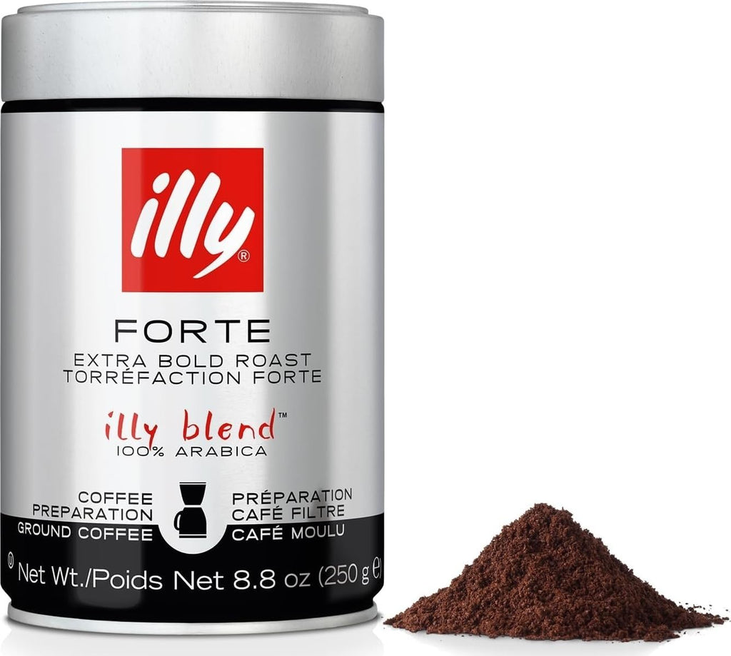 illy Intenso Ground Espresso Coffee, Intense, Robust and Full Flavored With Notes of Deep Cocoa, 100% Arabica Coffee, No Preservatives