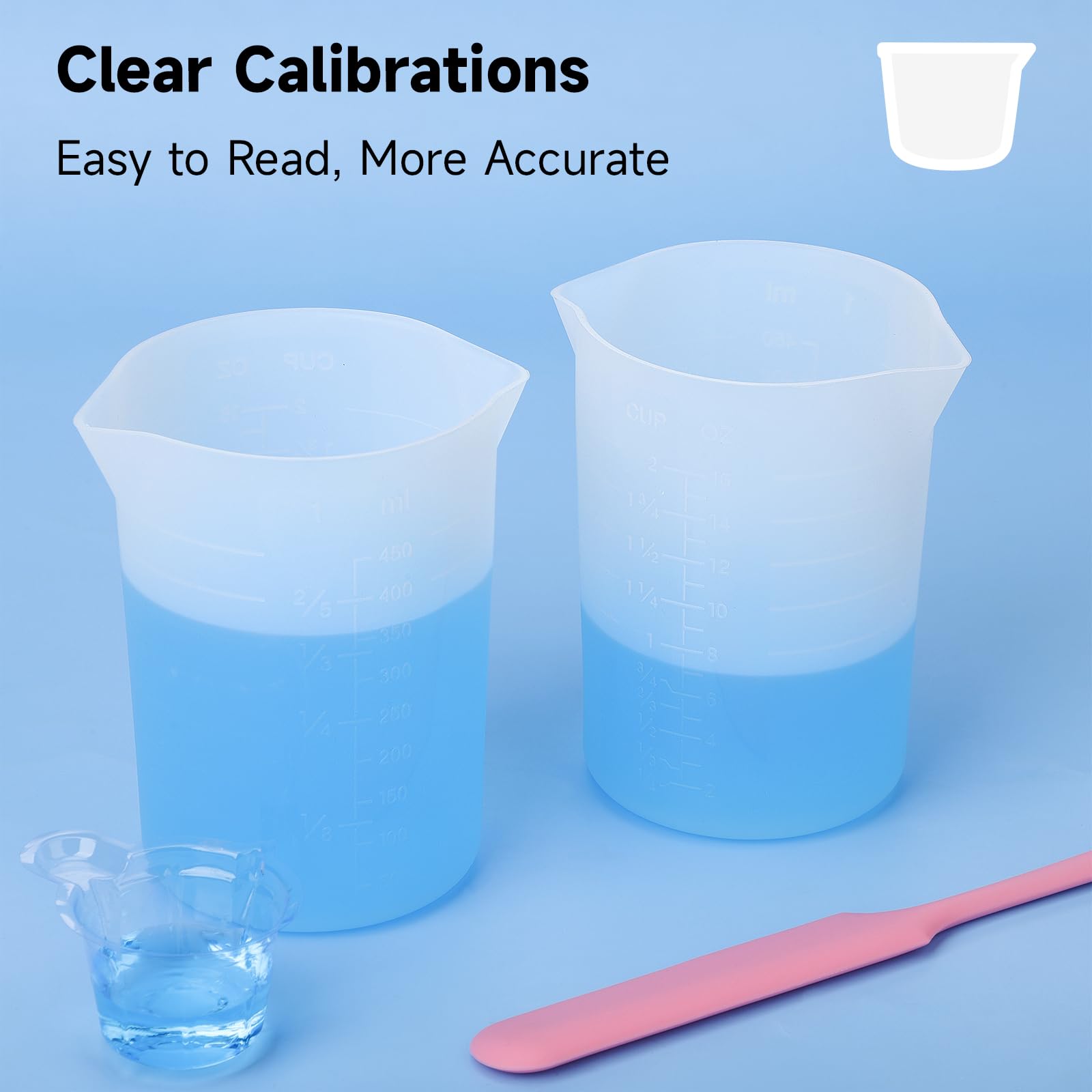 Gartful 450ml Large Silicone Measuring Cups, 15OZ Reusable Squeeze and Pour Resin Cups for Epoxy, Casting Molds, Slime, Craft Art Projects, Cup Making, Waxing, 4 Packs