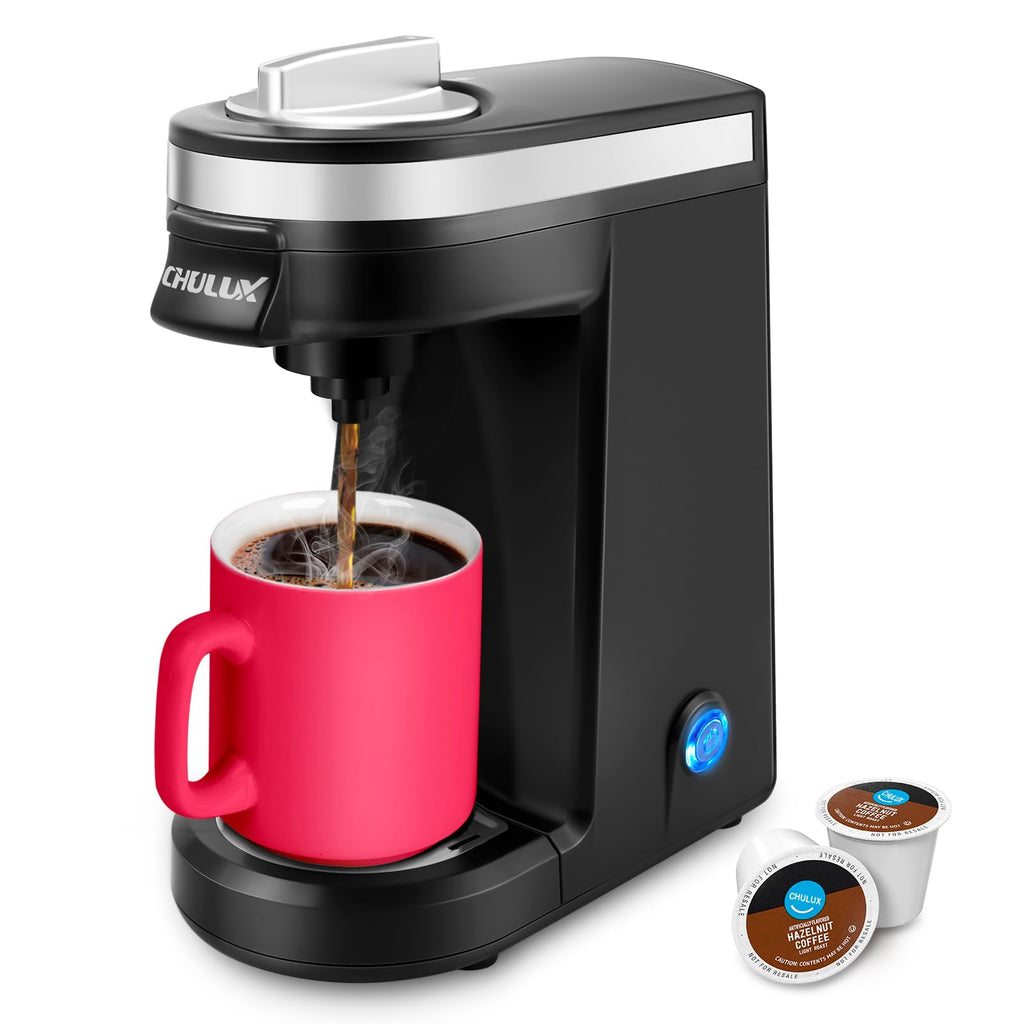 CHULUX Mini Single Serve Coffee Maker for K Pod, Brew Up to 12oz Cup, Black