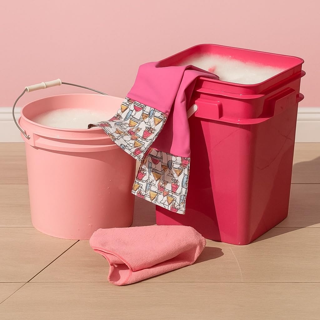 House Naturals 4 Gallon Square Food Grade Bucket Pail with Plastic Handles and Lid (Pack of 3) Made in USA containers (Pink/Magenta/Purple - Black lids)