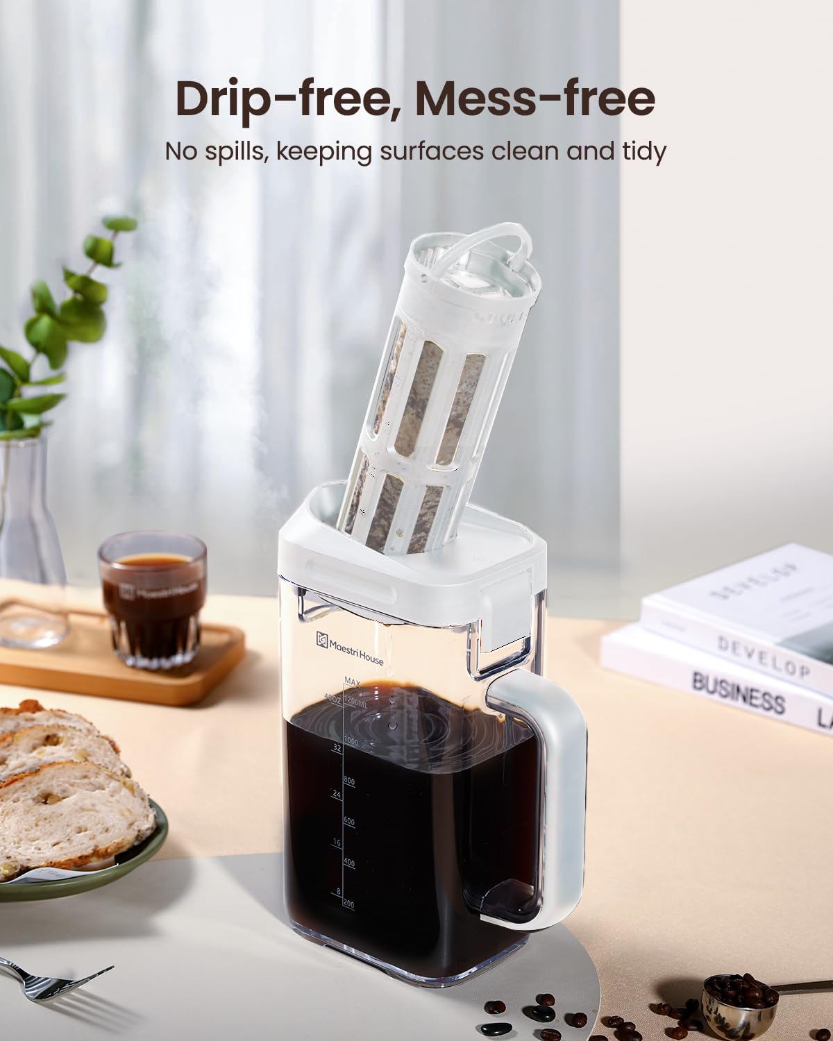 Maestri House Cold Brew Coffee Maker, 40oz BPA-Free Tritan Pitcher