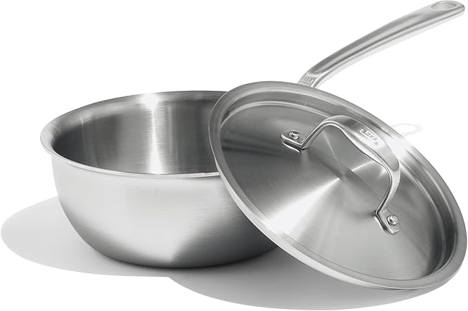 Made In Cookware - 5 Quart Stainless Steel Saucier Pan - 5 Ply Stainless Clad - Professional Cookware - Crafted in Italy - Induction Compatible