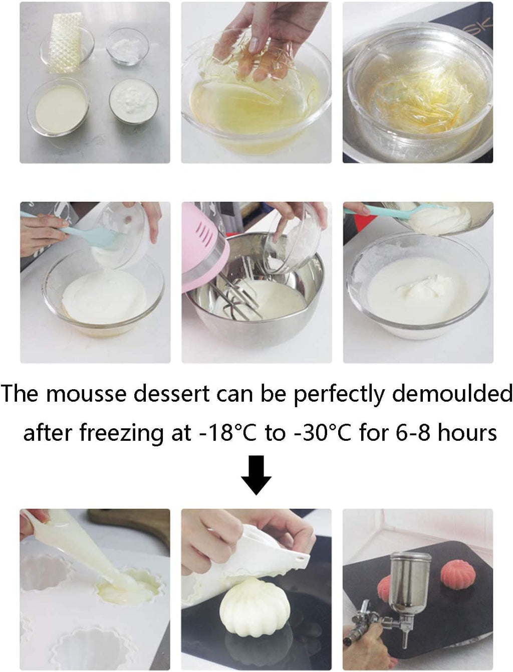 OCPO Kitchen Bubble Cube Silicone Mold for Baking Mousse Cake, 6 Cavities