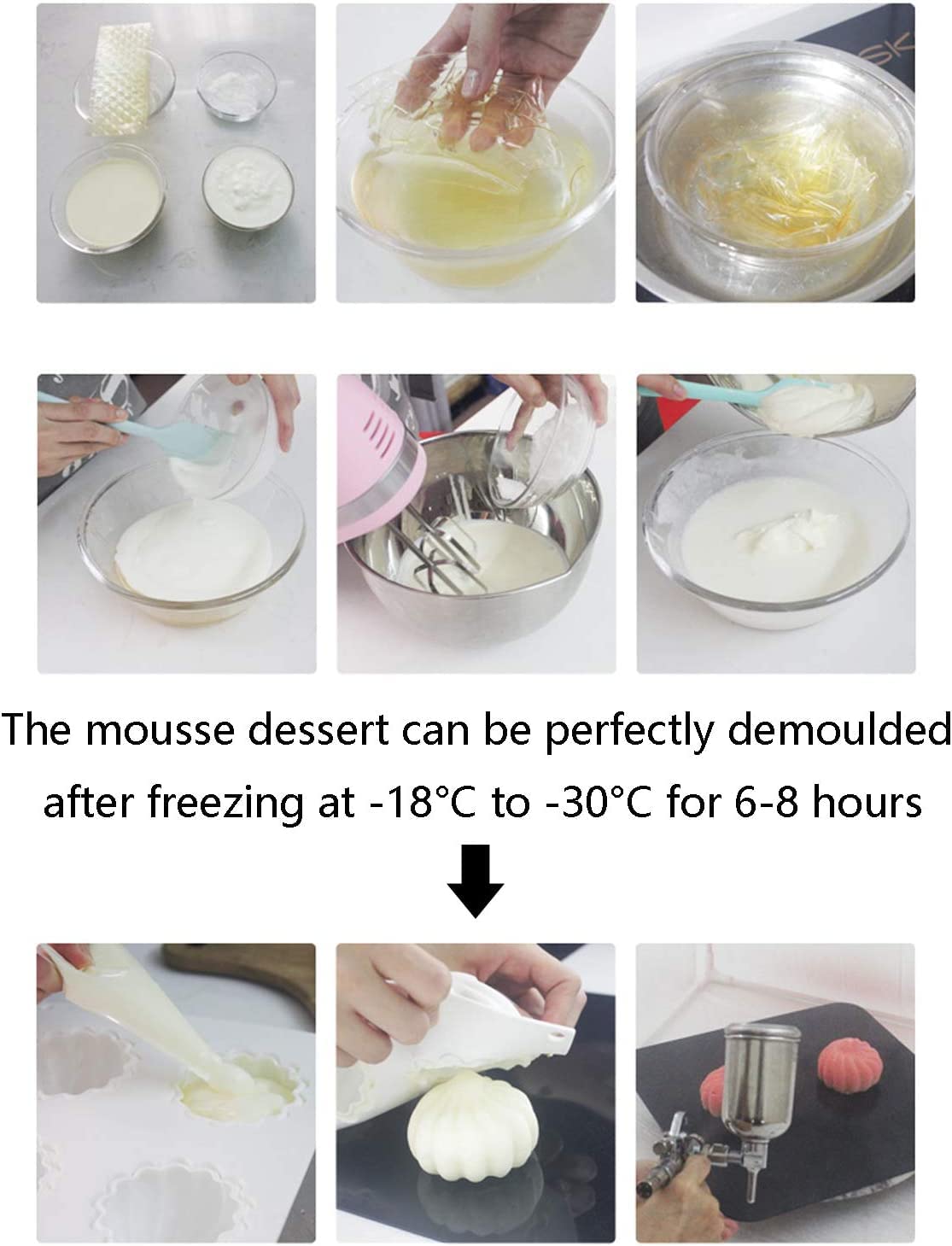 OCPO Kitchen Bubble Cube Silicone Mold for Baking Mousse Cake, 6 Cavities