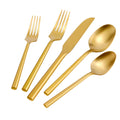 DEACORY Silverware Set Flatware Set Matte Gold Cutlery Set Brushed Brass Heavy Hexagon Handle Stainless Steel 40 Pieces Dishwasher Safe Service for 8