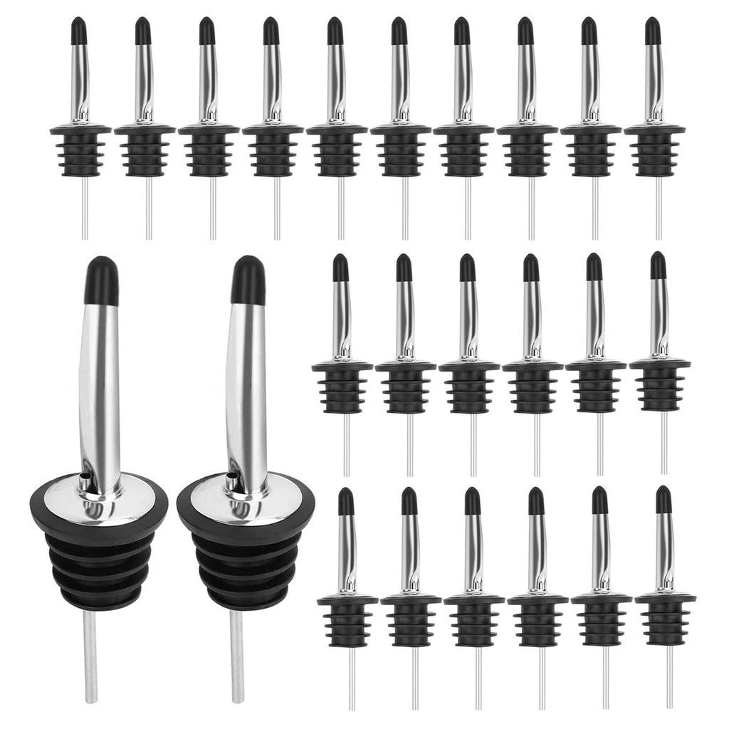 Pafusen 12 Pack Liquor Bottle Pourers, Liquor Pour Spout for Liquor Bottles, Stainless Steel Olive oil Dispenser Spout, Alcohol Pourer Spouts Dust Caps Long Covers, Sliver