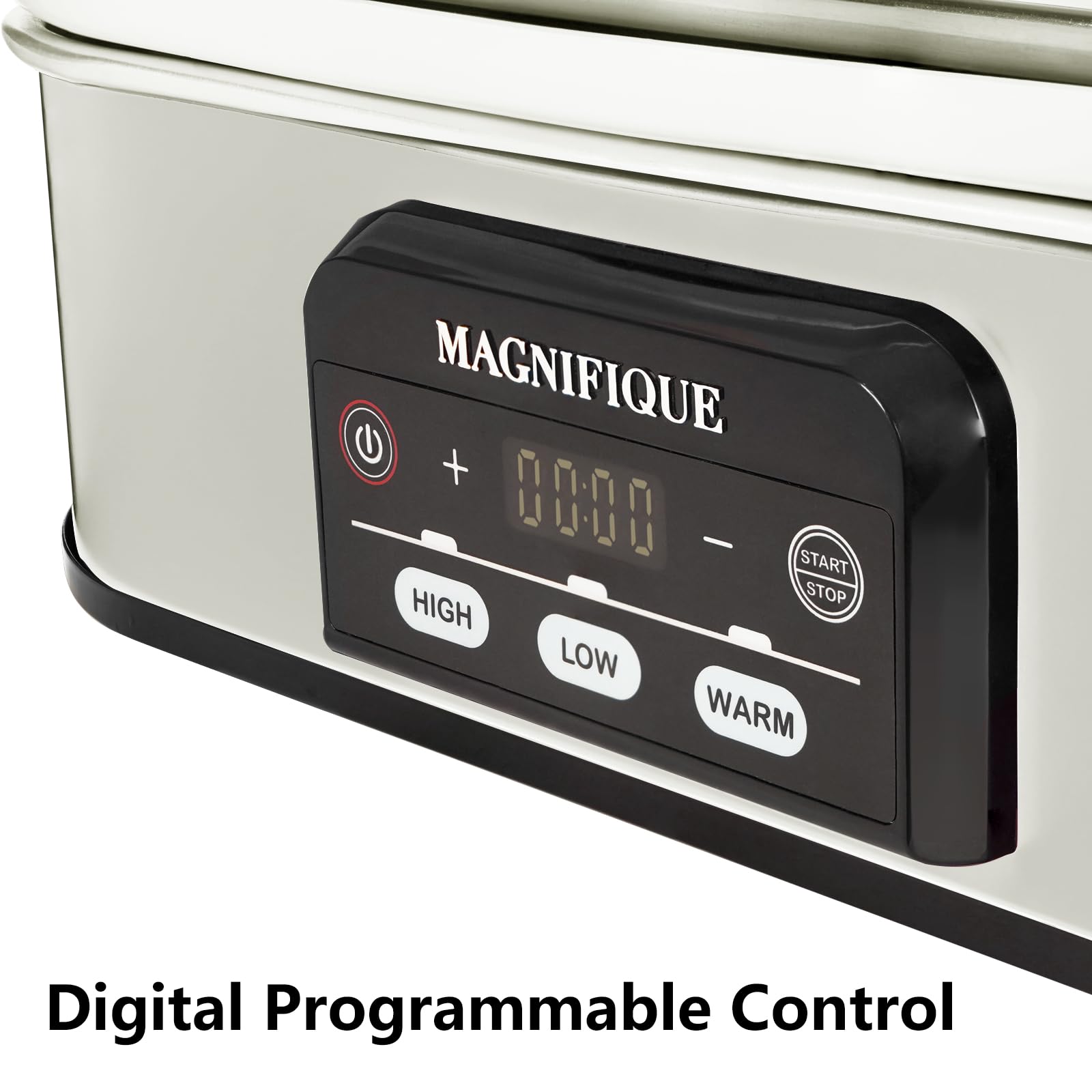Magnifique 4 Quart Casserole Digital Slow Cooker, Premium Ceramic Bakeware for Oven, Dishwasher Safe Baking Dish, White