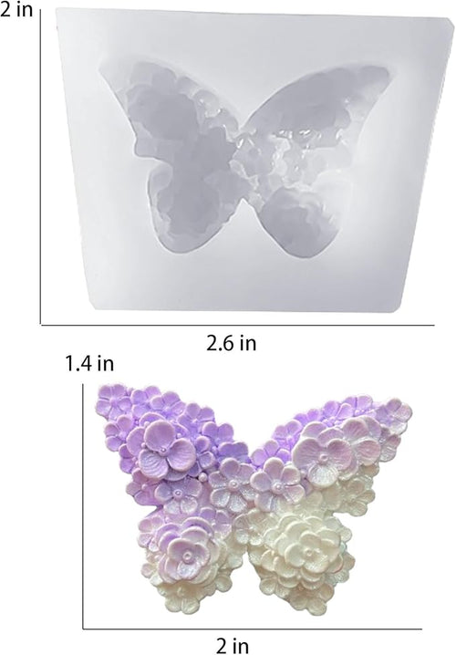 2 Floral Butterfly Silicone Mold Wax Soap Candle Resin Wedding Party Decor
