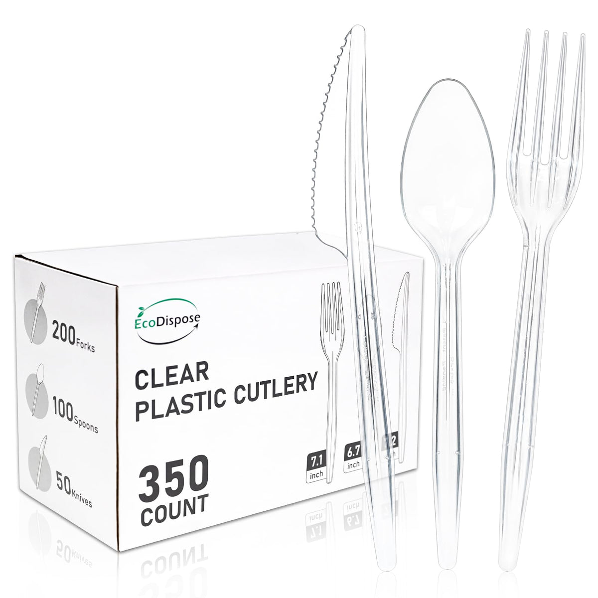 EcoDispose 72 Count Plastic Cutlery Set, 24 Knives, 24 Forks & 24 Spoons