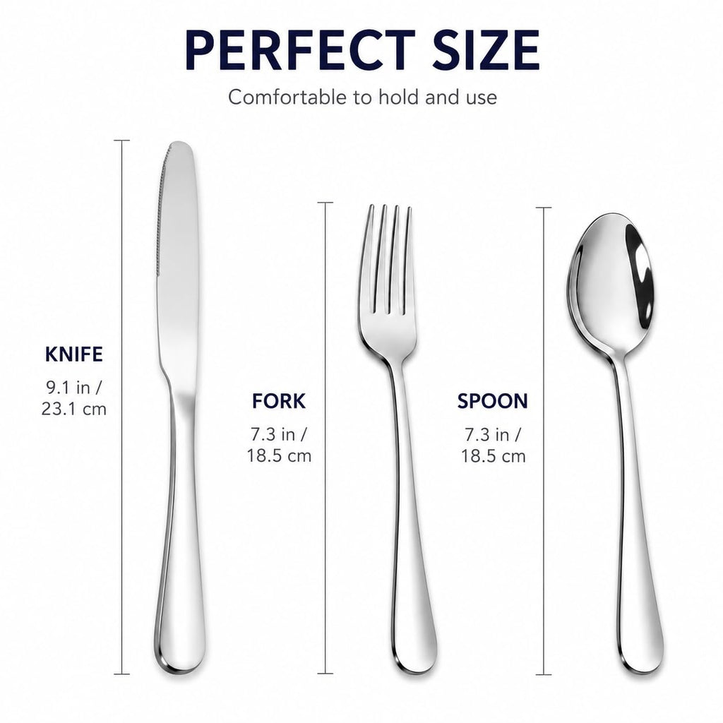 Silverware Set,SANTUO Stainless Steel Knives Spoon Forks Set for Home, Kitchen and Restaurant, Mirror Polished& Dishwasher Safe (12pcs-Silverware set)