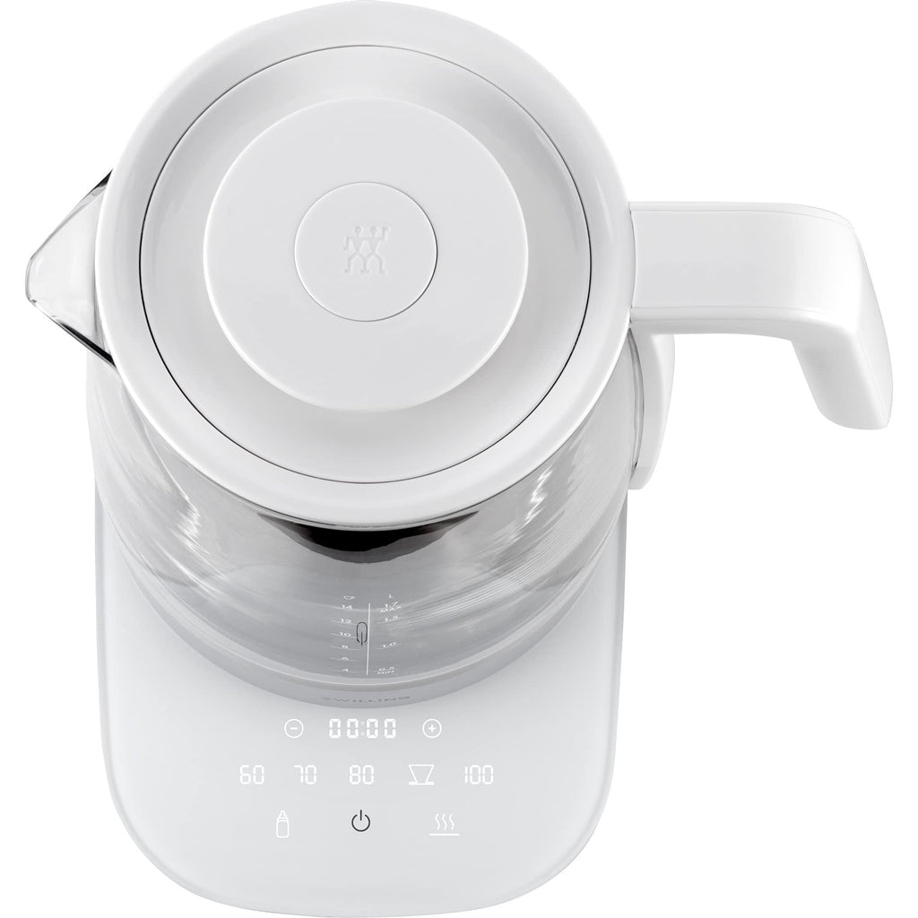 ZWILLING Enfinigy Glass Kettle 1.7L, Tea Kettle, 6 Preset Temps for the Perfect Cup, Tea Timer, Silver