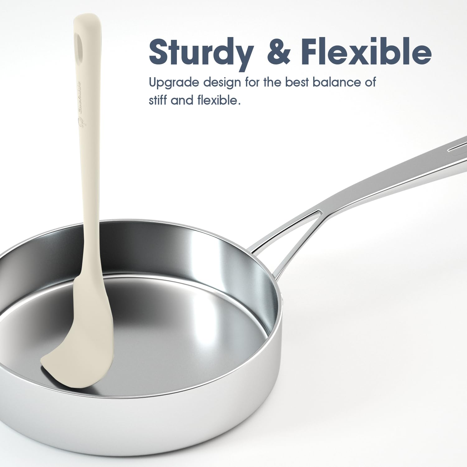 ChefAide 5 Pieces Silicone Spatula Set, Food Grade Rubber Spatula, Upgrade Strong Handle with Ergonomic Grip, Heat Resistant Up to 600°F for Nonstick Cookware, Cooking