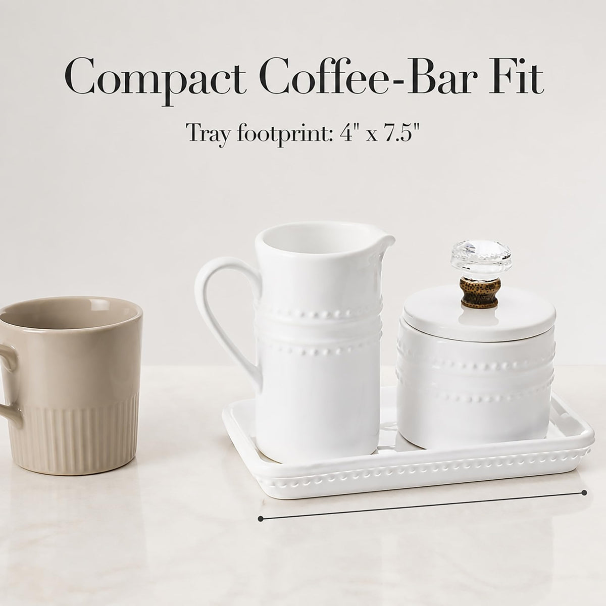 Mud Pie 47800002 Farmhouse Inspired Vintage Doorknob Cream and Sugar Set, One Size, White