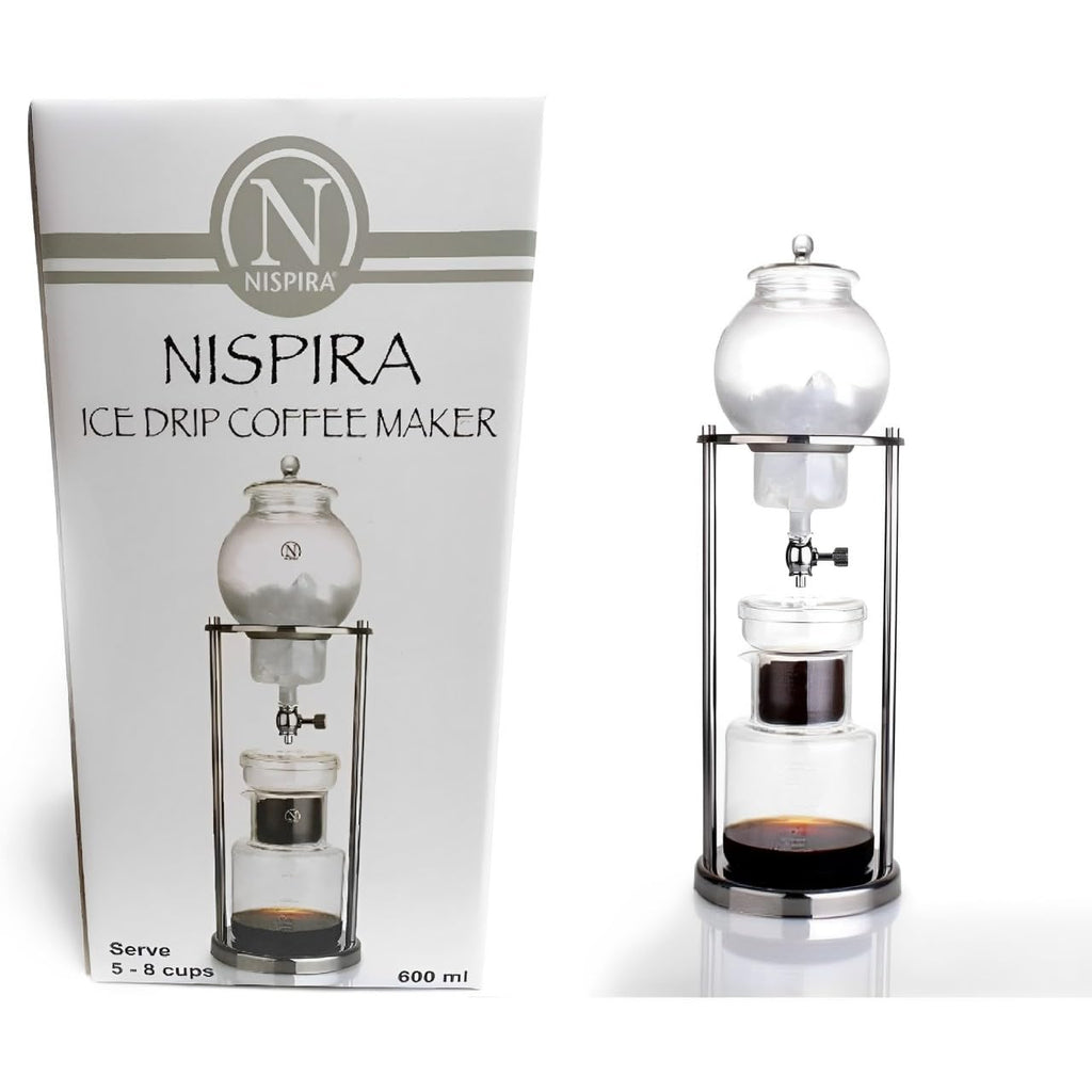 Nispira Luxury Ice Cold Brew Dripper Coffee Maker in Stainless Steel and Borosilicate Glass, 1000 ml Silver