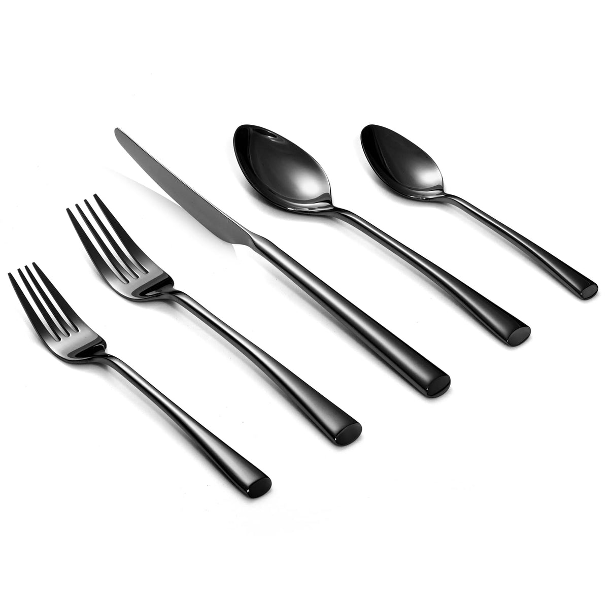 Alata Bailey Champagne Gold 20-Piece Forged Stainless Steel Flatware Set Cutlery Set, Service for 4, Silver Finish, Dishwasher Safe